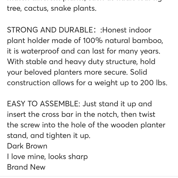 DARK BROWN Adjustable Indoor Plant Stand - Picture 6 of 6